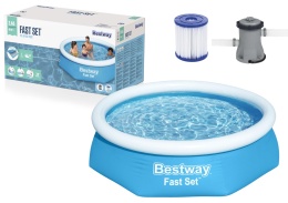 Basen rozporowy Bestway Fast Set 244 x 61 cm z pompą filtrującą i wkładem – rodzinny basen ogrodowy na lato
