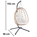Fotel wiszący kokon brązowy ze stelażem – wymiary 192 cm x 96 cm