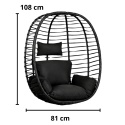 Wymiary kosza fotela wiszącego kokon czarnego 108 cm x 81 cm