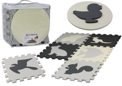 Kontrastowa mata piankowa EVA dla niemowląt i dzieci z motywem zwierzątek, puzzle edukacyjne do zabawy i raczkowania.