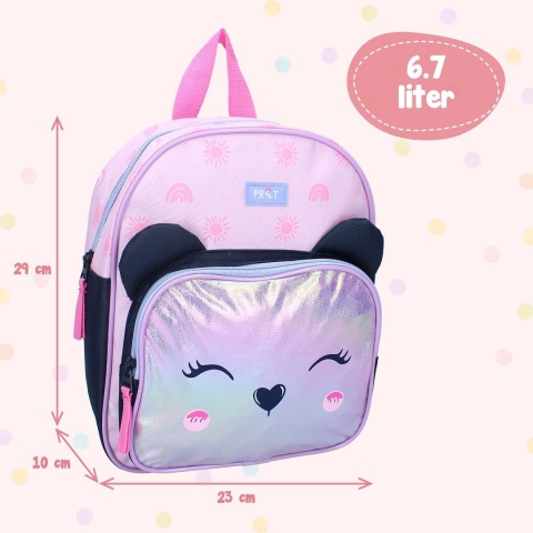 Plecak dziecięcy panda różowy o pojemności 6,7 l i wymiarach 29 x 23 x 10 cm