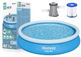 Basen dmuchany rozporowy Bestway Fast Set 366 x 76 cm z pompą filtrującą i akcesoriami do ogrodu
