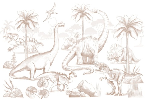 Tapeta ścienna z dinozaurami do pokoju dziecka inspirowana światem prehistorycznym