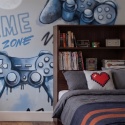 Tapeta Game Zone do pokoju młodzieżowego z gamingowym wzorem i kontrolerami