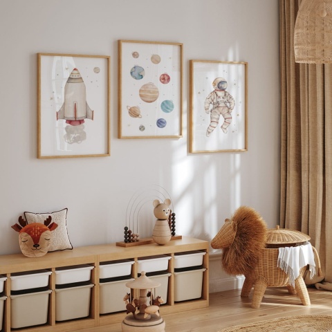 Plakat astronauta w kosmosie dla dzieci – dekoracja do pokoju chłopca