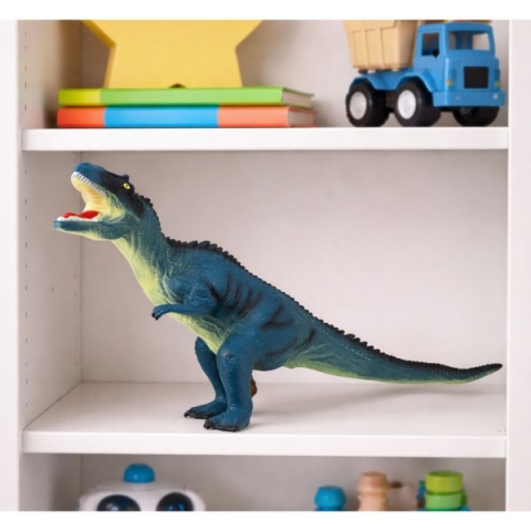 Duża figurka Tyranozaur Rex z dźwiękiem 41 cm niebieski dinozaur dla dzieci