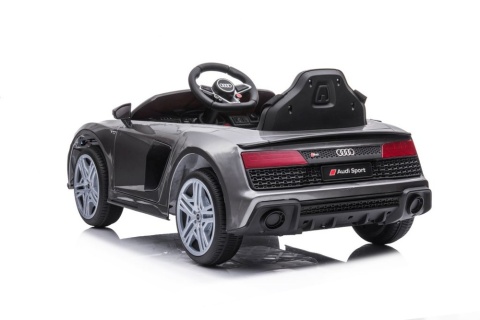 Audi R8 na akumulator dla dziecka – widok z tyłu w kolorze szarym