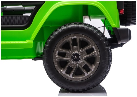 Koło EVA w zielonym Jeepie Rubicon 4x4 dla dzieci