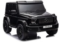 Mercedes G63 4x4 XXL na akumulator dla dzieci w czarnym lakierowanym kolorze – widok ukośny z przodu.