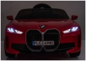 Przednie światła LED w czerwonym aucie na akumulator BMW i4 dla dzieci