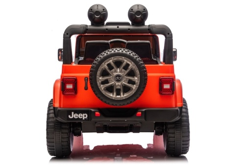 Jeep Rubicon 4x4 na akumulator dla dzieci – tył pojazdu z kołem zapasowym
