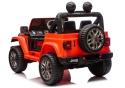 Pomarańczowy Jeep Rubicon 24V – widok tylno-boczny