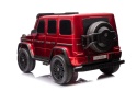 Samochód na akumulator Mercedes G63 dla dzieci w czerwonym kolorze – widok z tyłu i boku.