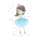 Wymiary naklejki na ścianę księżniczka niebieska z serduszkami – dekoracja do pokoju dziewczynki 43x89 cm
