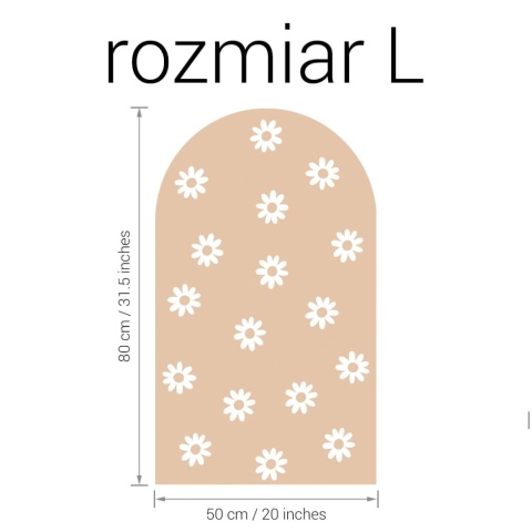 Naklejka na ścianę łuk Stokrotki beżowe rozmiar L 80x50 cm do pokoju dziecka