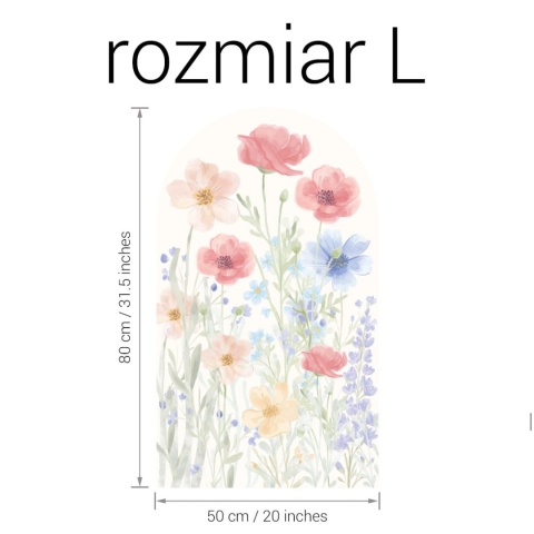 Naklejka na ścianę łuk Wiosenna Łąka w rozmiarze L 80x50 cm.