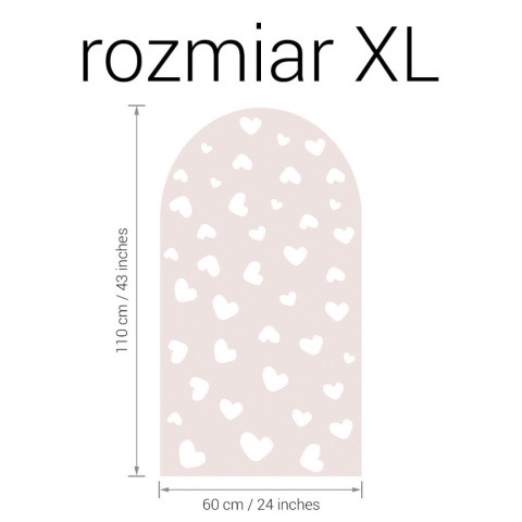 Naklejka ścienna łuk Serduszka w rozmiarze XL 60x110 cm do pokoju dziewczynki