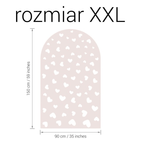 Naklejka ścienna łuk Serduszka w rozmiarze XXL 90x150 cm dekoracja do pokoju dziecka w kolorze brudnego różu
