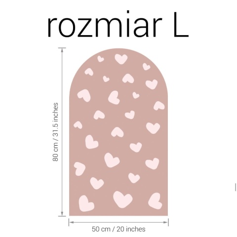 Naklejka ścienna łuk z serduszkami w kolorze różowo-beżowym 50x80 cm do pokoju dziecka
