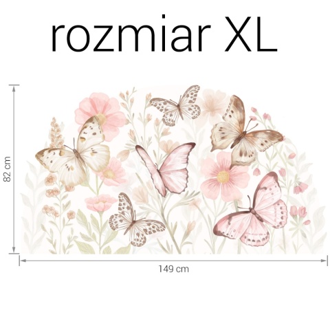 Naklejki motyle i kwiaty na ścianę do pokoju dziecka rozmiar XL 149x82 cm