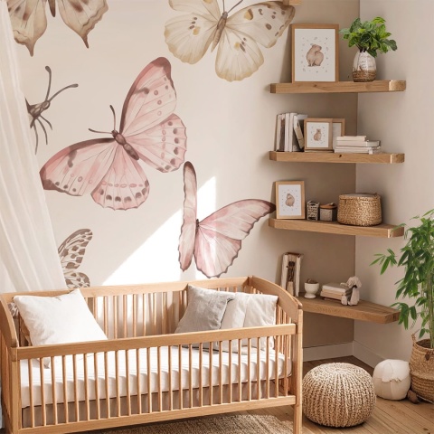 Naklejki ścienne motyle w stylu boho w pokoju dziecka