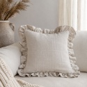 Lniana poduszka dekoracyjna z falbaną LINEN Natural