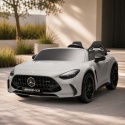 Mercedes GT63 AMG auto na akumulator 24V lakierowane jasno szare dla dzieci z pilotem i kołami EVA