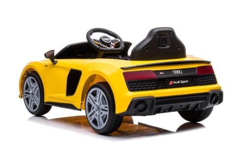 Audi R8 na akumulator dla dzieci żółte widok z tyłu