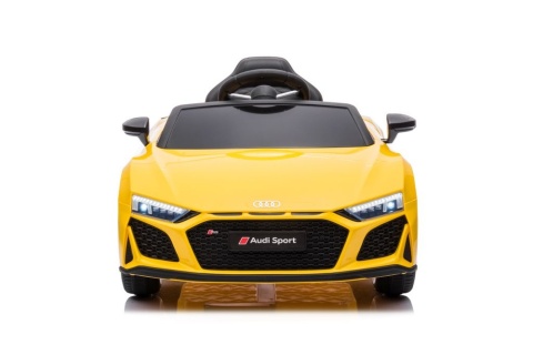 Żółte auto na akumulator Audi R8 dla dzieci widok z przodu