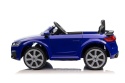 Ciemnoniebieskie Audi TT RS na akumulator dla dzieci – widok z boku