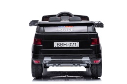 Auto na akumulator policyjne czarne dla dzieci – tył pojazdu z tylnymi światłami