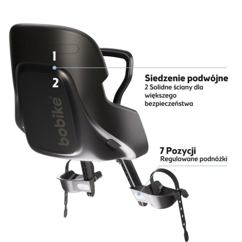 Fotelik rowerowy Bobike GO Mini z regulowanymi podnóżkami – widok boczny