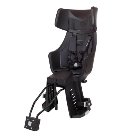 Bobike Exclusive Maxi Plus czarny fotelik rowerowy na ramę dla dziecka 9-22 kg widok z przodu