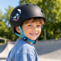 Kask sportowy dziecięcy Stitch czarny z niebieskimi paskami ochronny kask dla dziecka na rower hulajnogę i rolki
