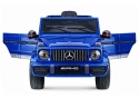 Auto na akumulator Mercedes AMG G63 niebieskie z otwieranymi drzwiami – widok frontowy.