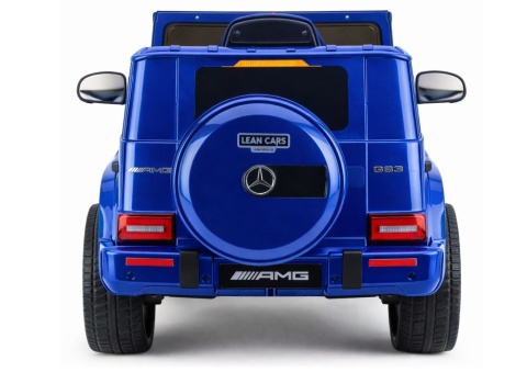 Mercedes AMG G63 na akumulator dla dzieci – widok z tyłu z kołem zapasowym i światłami LED.