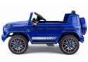 Mercedes AMG G63 niebieski na akumulator – boczny profil samochodu dla dzieci.
