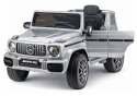Mercedes AMG G63 na akumulator srebrny – otwierane drzwi i realistyczne detale licencjonowanego samochodu dla dzieci.