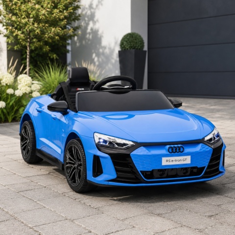 Auto na akumulator Audi RS e-tron GT niebieskie dla dzieci ze światłami LED i sportowym designem