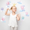 aklejki na ścianę różowe balony z chmurkami
