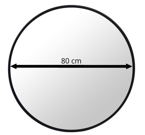 Okrągłe lustro ścienne w czarnej ramie o średnicy 80 cm – wymiary produktu