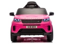 Różowy samochód na akumulator Land Rover Discovery widok z przodu ze światłami LED