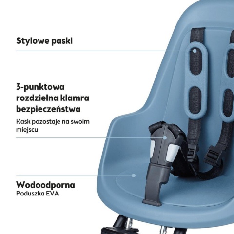 3-punktowe pasy bezpieczeństwa w foteliku rowerowym Bobike MINI ONE Blue