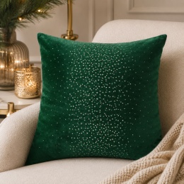 Poszewka dekoracyjna SHINY butelkowa zieleń Velvet z kryształkami 40x40 cm