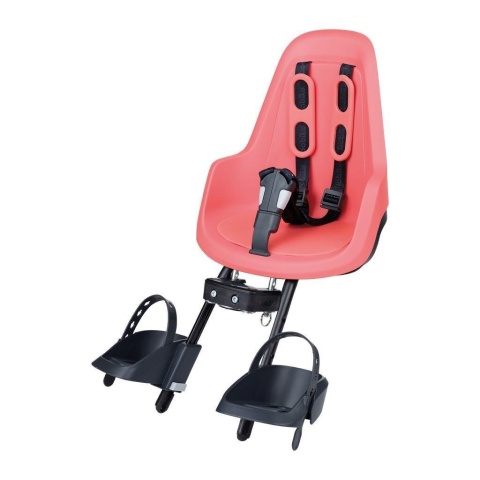 Fotelik rowerowy Bobike MINI ONE Coral Coral Black montowany z przodu roweru dla dziecka 9 miesięcy–3 lata