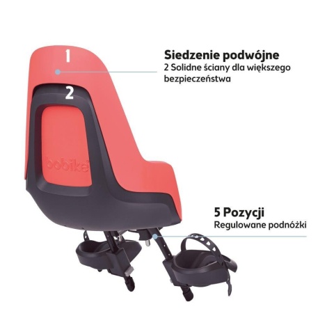 Fotelik Bobike MINI ONE Coral z podwójną konstrukcją i regulowanymi podnóżkami