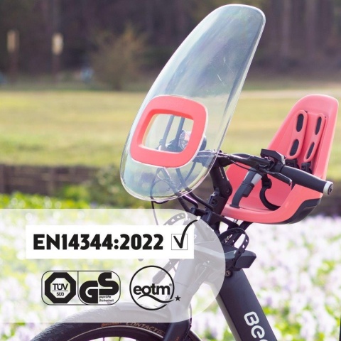 Bobike MINI ONE Coral fotelik rowerowy z certyfikatem bezpieczeństwa EN14344:2022
