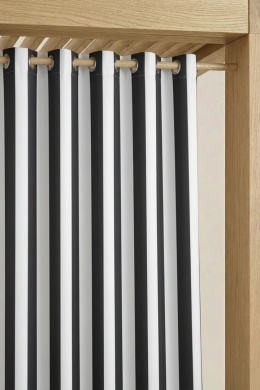 Grafitowo-biała zasłona tarasowa na przelotkach STRIPES do pergoli i altany