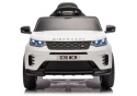 Biały Land Rover Discovery na akumulator dla dzieci – widok z przodu z oświetleniem LED