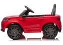 Czerwony Land Rover Discovery na akumulator – widok boczny
